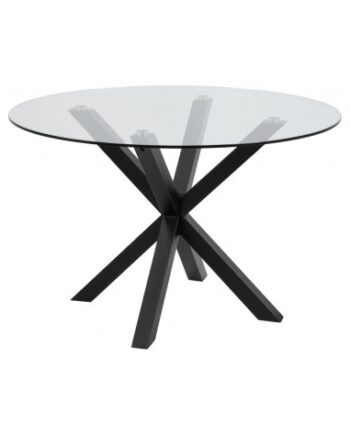 Aven Rundt Spisebord Stål Glas H75 Ø119 Sort Klar - Luxliving