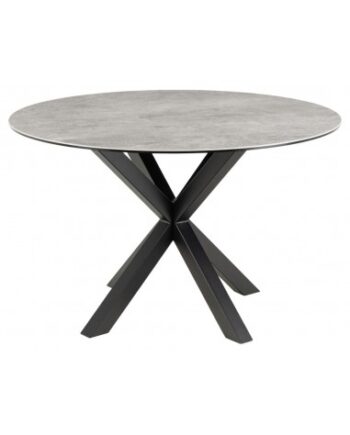 Aven Rundt Spisebord Stål Keramik H75 Ø119 Sort Gråt Stenlook - Luxliving