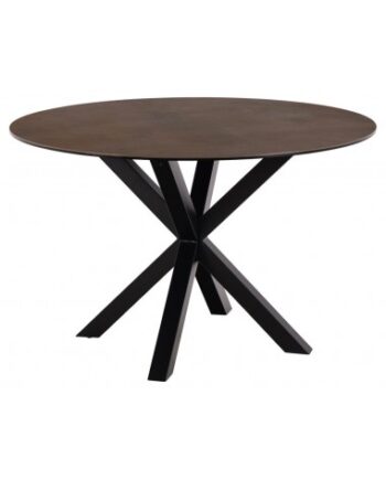 Aven Rundt Spisebord Stål Keramik H75 Ø119 Sort Rustbrun Stenlook - Luxliving