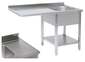 Bord Med Vask Hylde Aflæggeplads Til Venstre 600mm 1600 600 900 - Gastroudstyr Luxliving