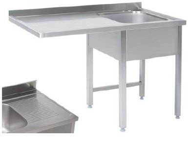 Bord Med Vask Aflæggeplads Til Venstre 600mm 1200 600 900 - Gastroudstyr Luxliving