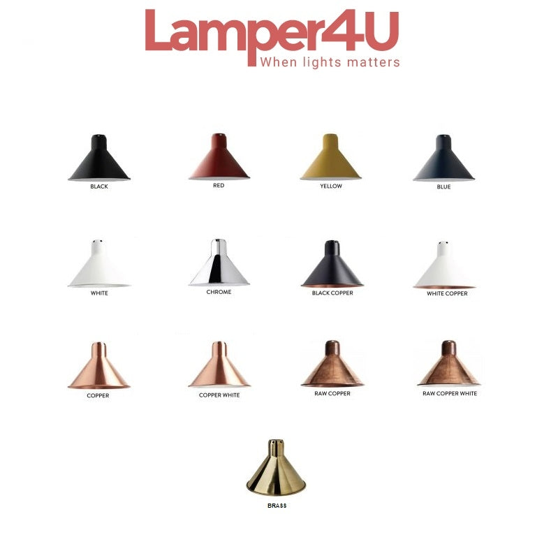 Lampe Gras 203 Væglampe Sort Messing Conisk Skærm - Lampe Gras Luxliving