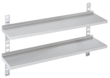 Dobbelt Bord Rustfri Stål 0mm Til Montering Væg Produceret Tyskland Dybde 300mm 1400 300 100 - Gastroudstyr Luxliving