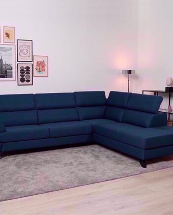 Billund Open End Sofa Blå Stof Justerbar Nakkestøtte - Luxliving